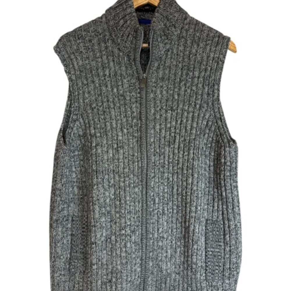 Sonia Wool Blend Men's Zip up Gray Sweater Vest Pockets Size XL Grandpa Knit